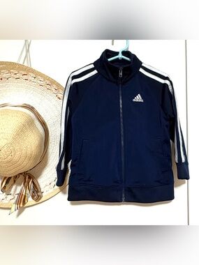 adidas Navy Track Jacket with White Stripes